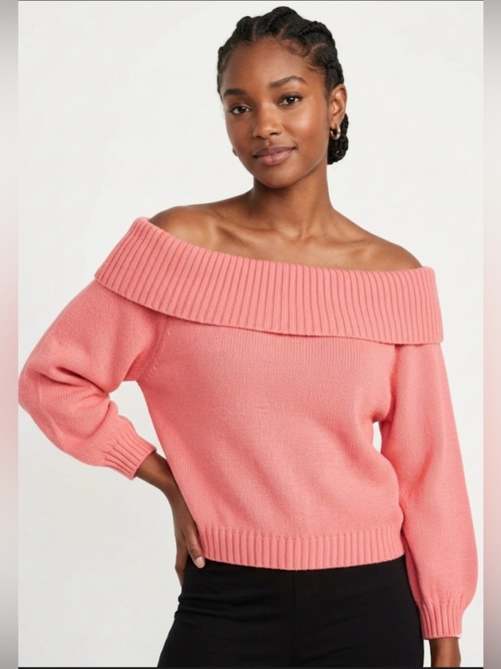VTG Wet Seal Accomplice Pink Off the Shoulder Knit Sweater Cotton Crop